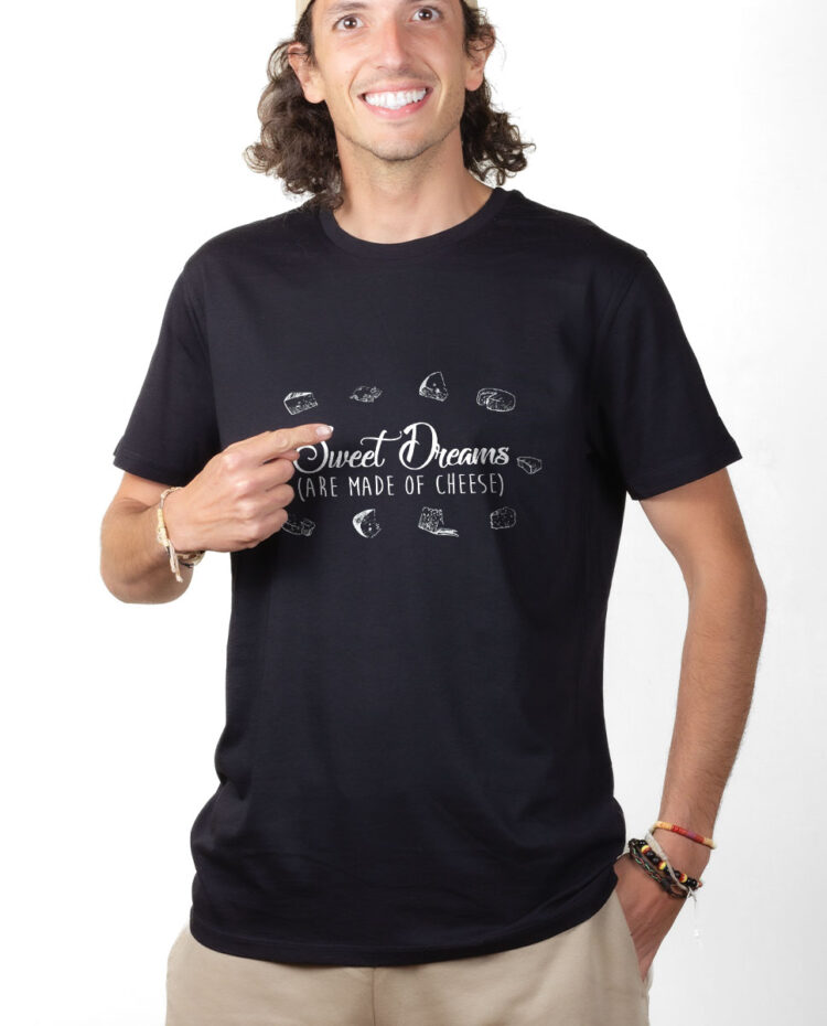 TSHN T shirt Homme Noir SWEET DREAMS ARE MADE OF CHEESE