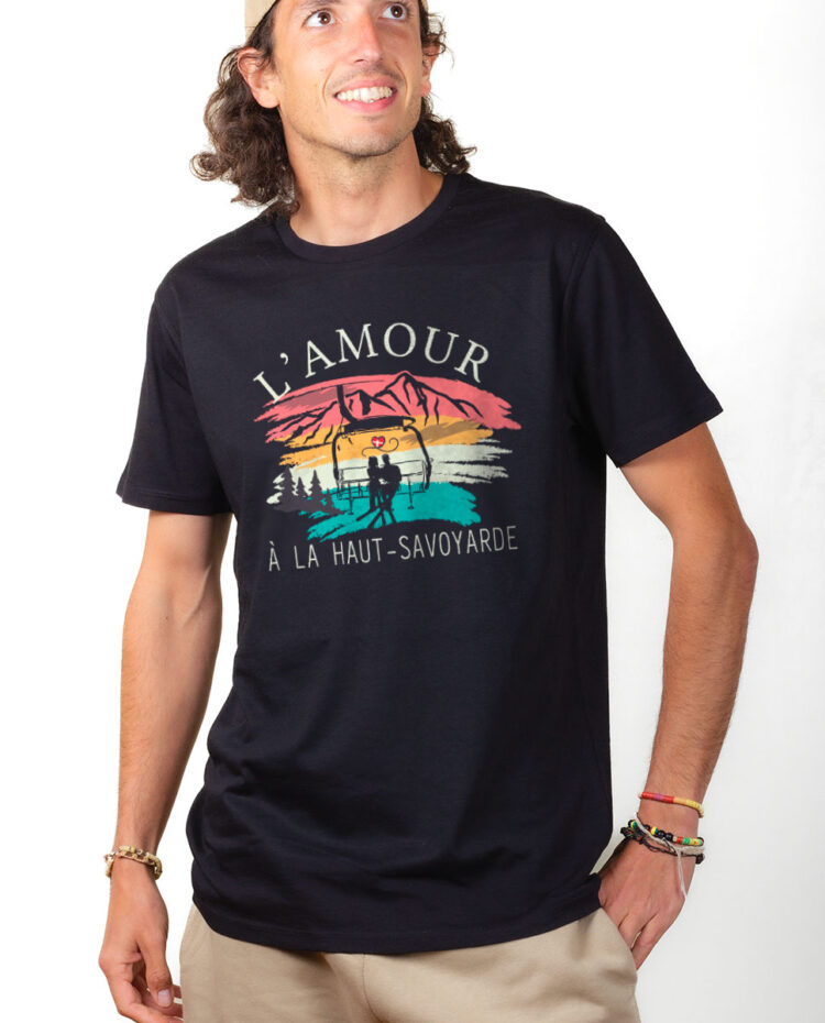 TSHN t shirt homme noir lamour a la haut savoyarde