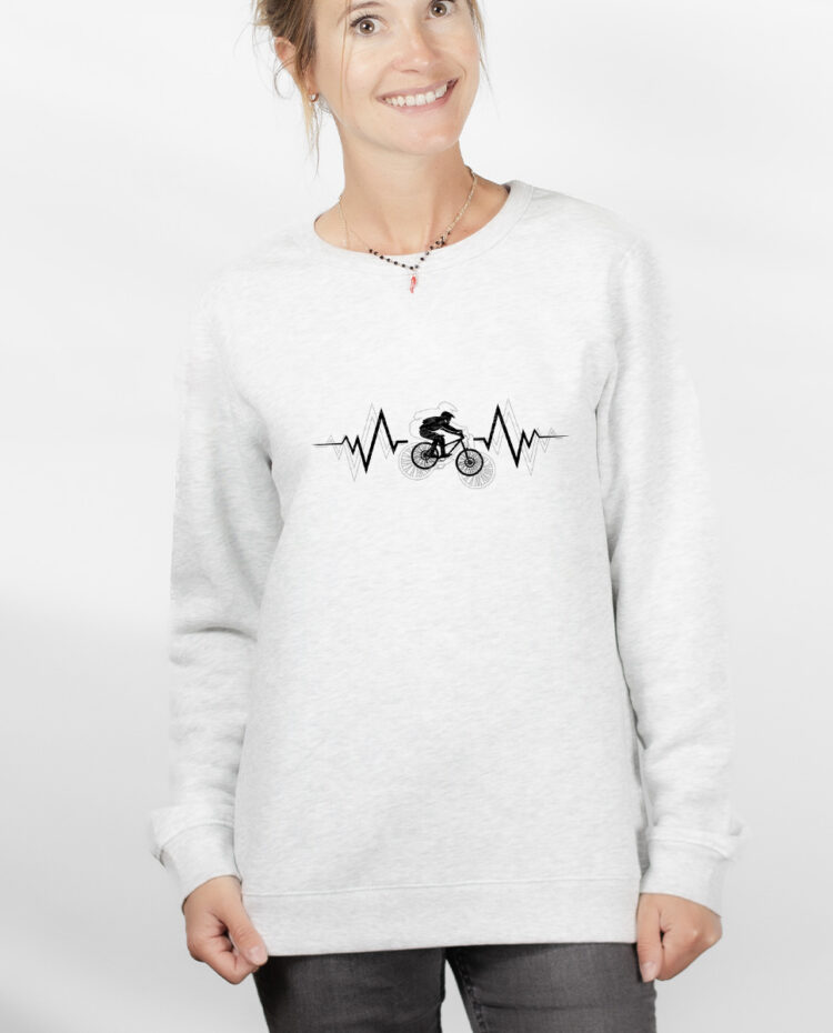 VTT ENDURO BATTEMENTS DE COEUR Sweatshirt pull Femme Blanc PUFBLA151