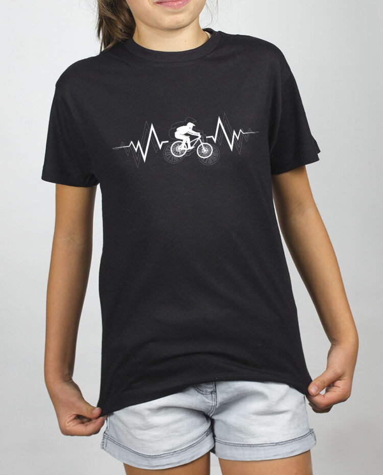 VTT ENDURO BATTEMENTS DE COEUR T SHIRT FILLE NOIR TSEN151