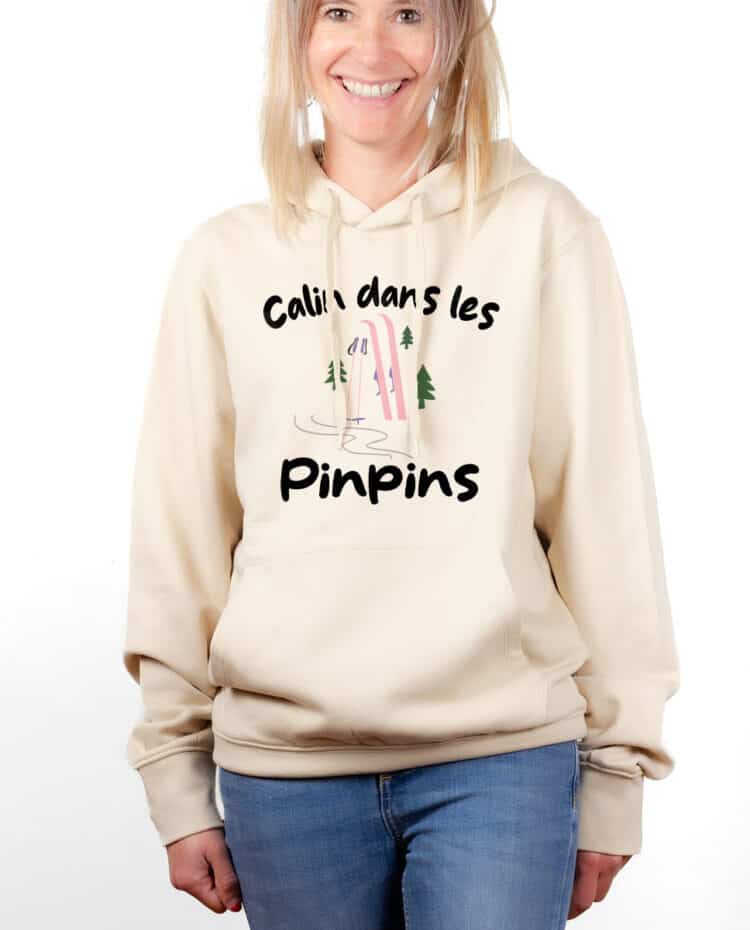 hoodie Sweat capuche Femme naturel SWFNAT CALIN DANS LES PINPINS