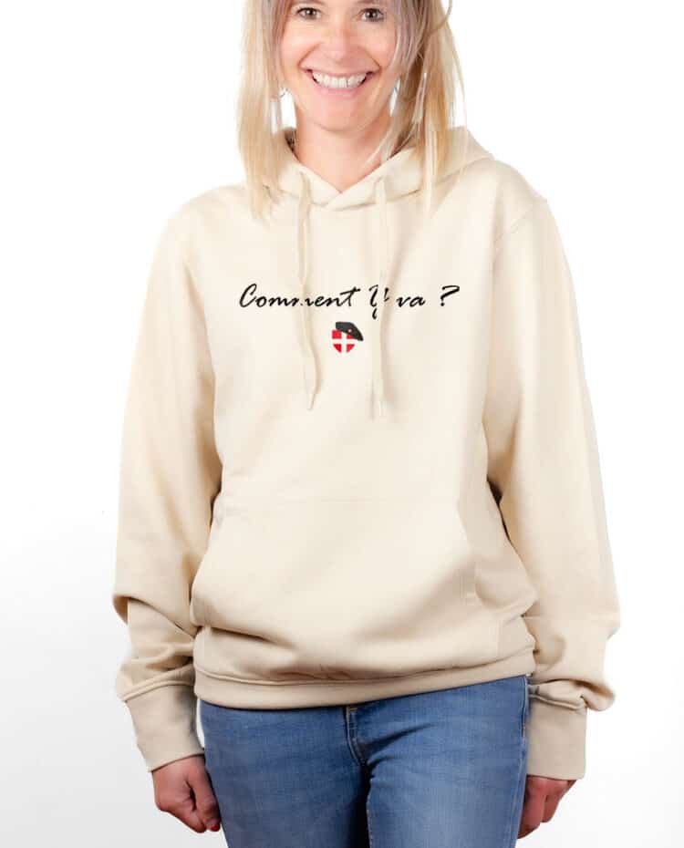 hoodie Sweat capuche Femme naturel SWFNAT DJ MATAFAN COMMENT Y VA