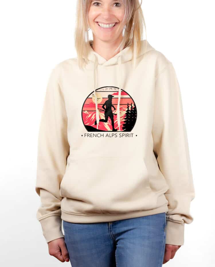 hoodie Sweat capuche Femme naturel SWFNAT FRENCH ALPS SPIRIT TRAIL