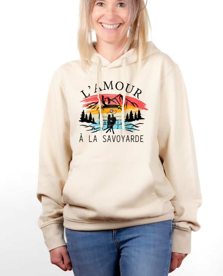 hoodie Sweat capuche Femme naturel SWFNAT LAMOUR A LA SAVOYARDE