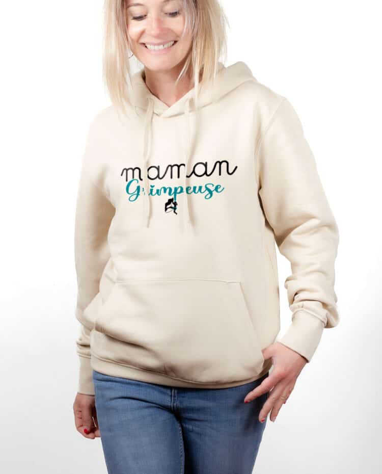 hoodie Sweat capuche Femme naturel SWFNAT MAMAN GRIMPEUSE