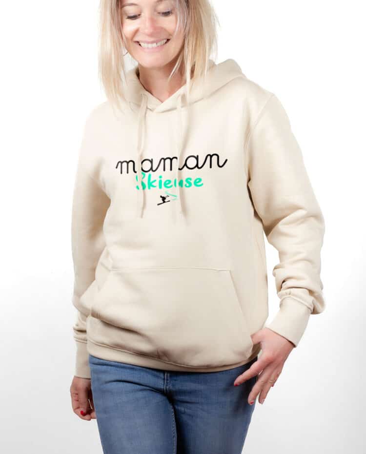 hoodie Sweat capuche Femme naturel SWFNAT MAMAN SKIEUSE