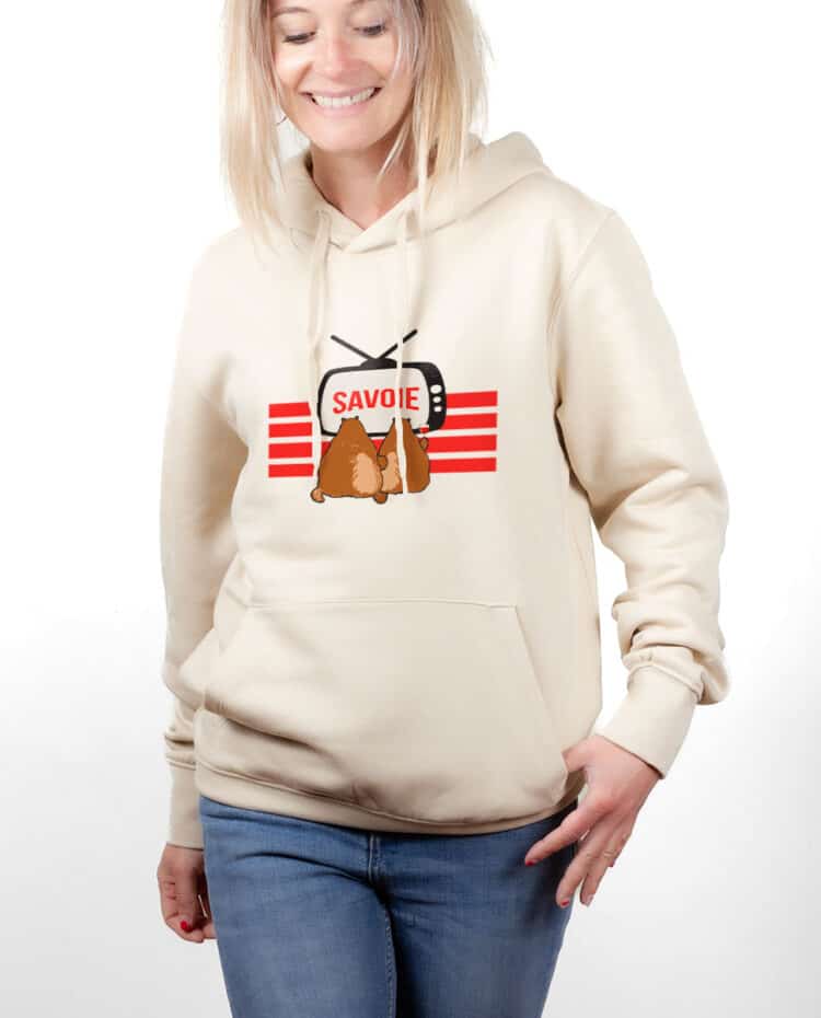 hoodie Sweat capuche Femme naturel SWFNAT MARMOTTES TV SAVOIE