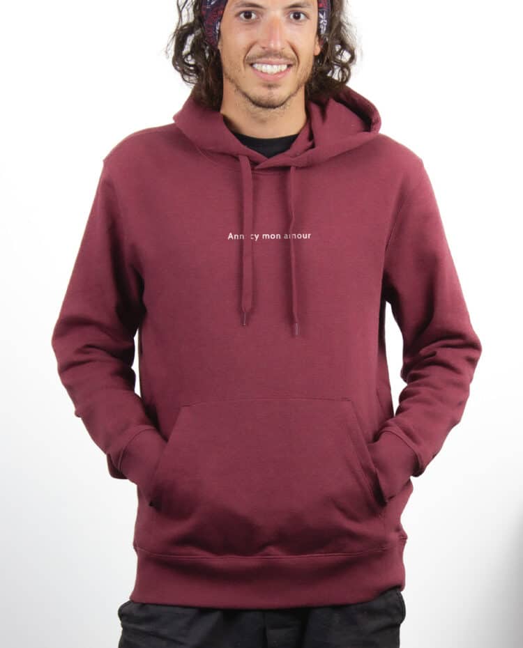 Annecy mon amour Hoodie Sweat capuche Homme bordeau SWHBOR212