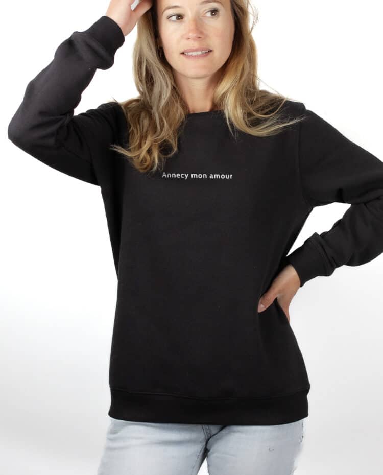 Annecy mon amour Sweatshirt pull Femme Noir PUFNOI212