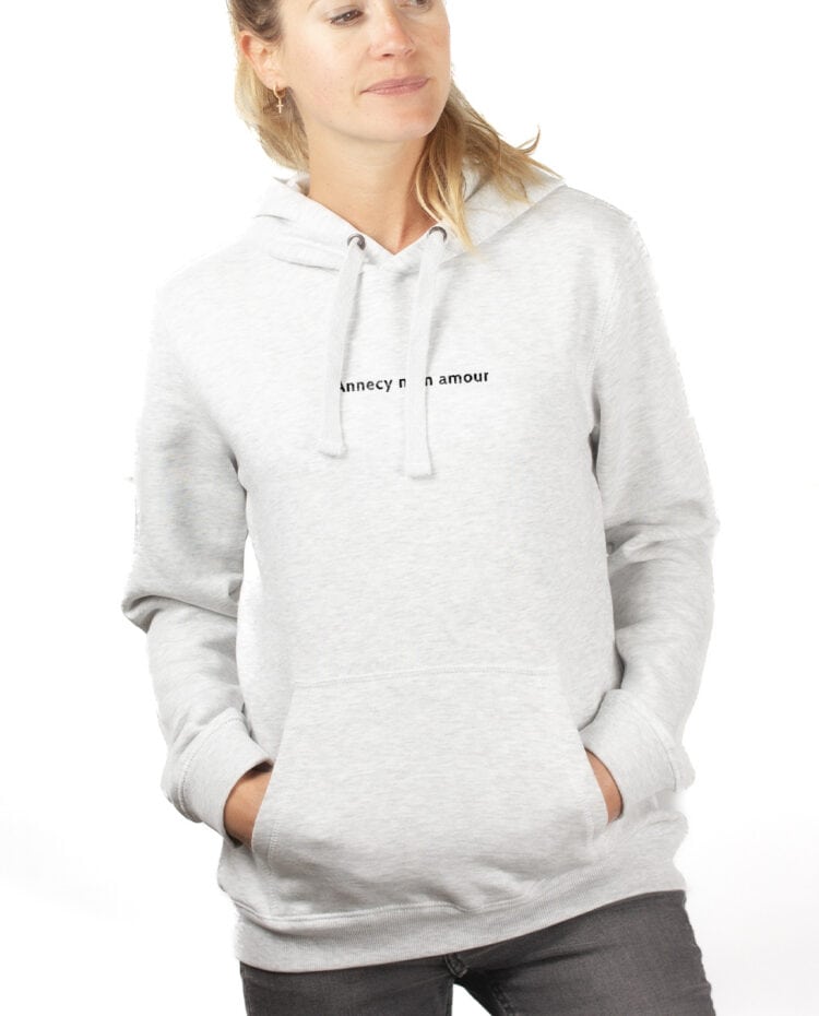 Annecy mon amour hoodie Sweat capuche Femme Blanc SWFBLA212