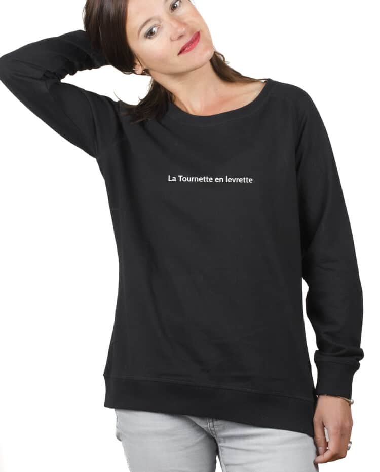 La tournette en levrette Sweatshirt pull Femme Noir PUFNOI215