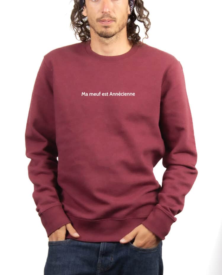 Ma meuf est Annecienne Sweatshirt Pull Homme Bordeau PUHBOR214