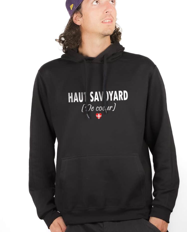 Haut savoyard de coeur Hoodie Sweat capuche Homme Noir SWHNOI228