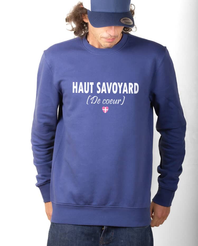 Haut savoyard de coeur Sweatshirt Pull Homme bleu PUHBLE228