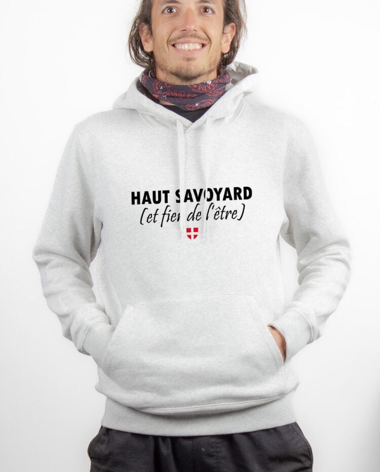 Haut savoyard et fier Hoodie Sweat capuche Homme Blanc SWHBLA229