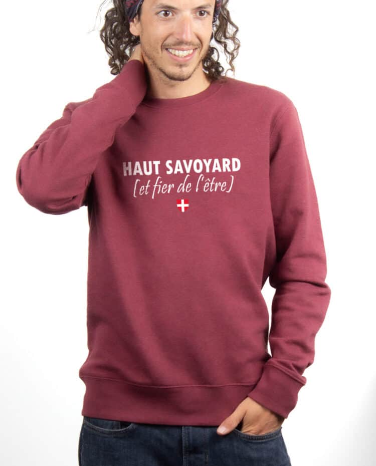 Haut savoyard et fier Sweatshirt Pull Homme Bordeau PUHBOR229