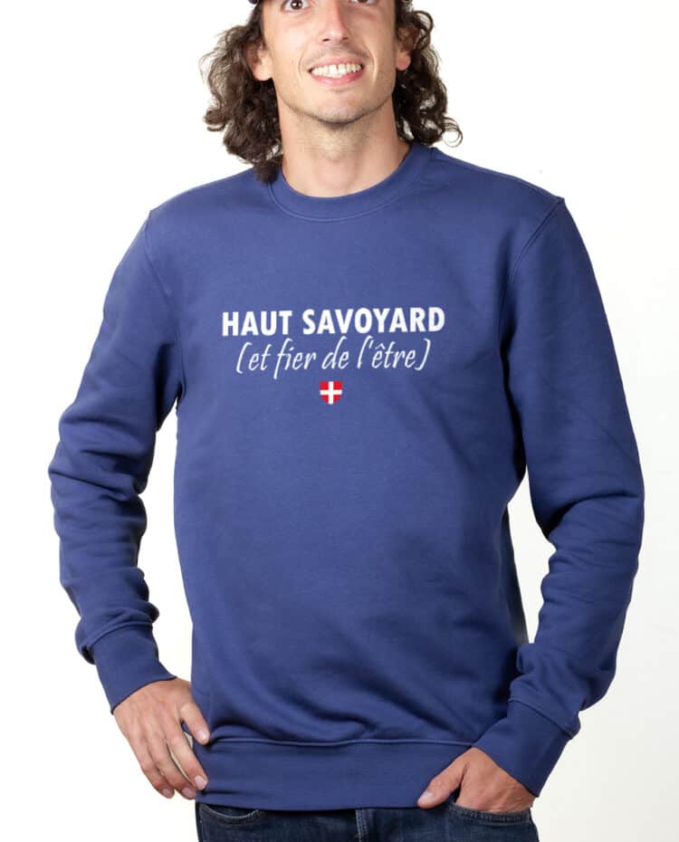 Haut savoyard et fier Sweatshirt Pull Homme bleu PUHBLE229