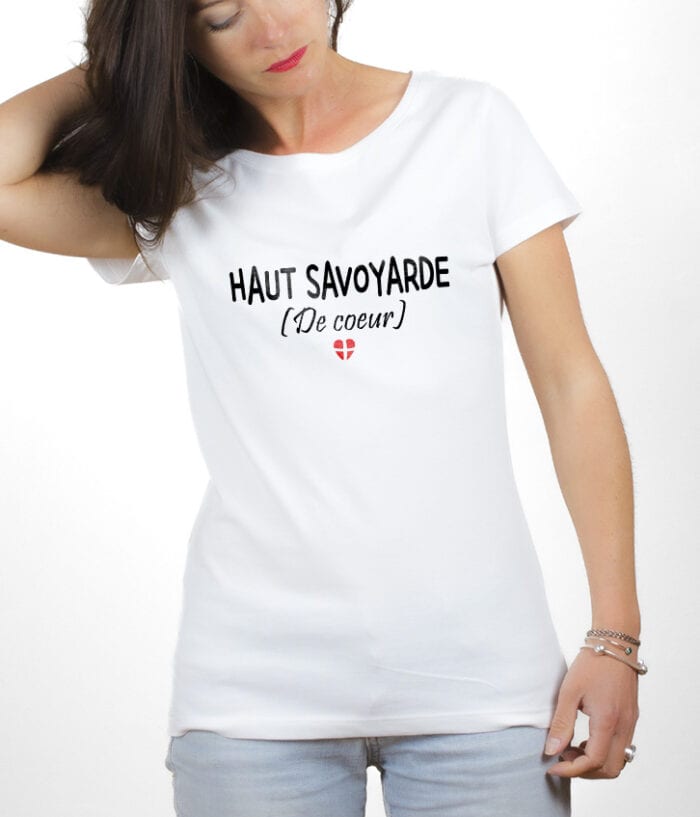 Haut savoyarde de coeur T shirt Femme Blanc TSFB230