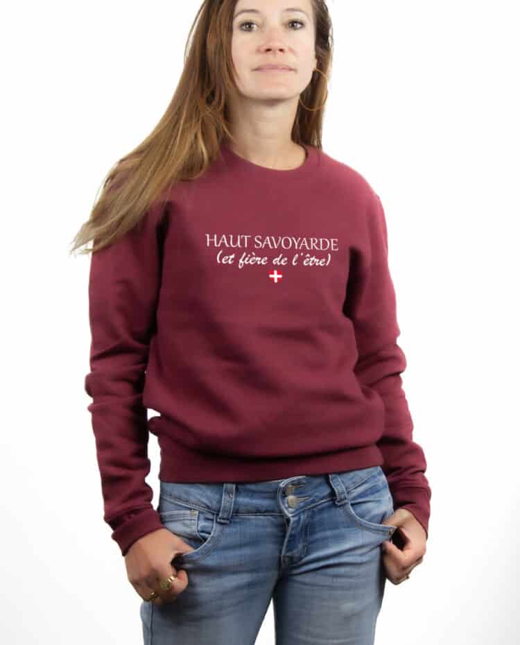 Haut savoyarde et fier Sweatshirt pull Femme Bordeau PUFBOR231