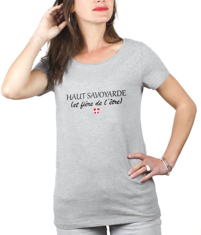 Haut savoyarde et fier T shirt Femme Gris TSFG231