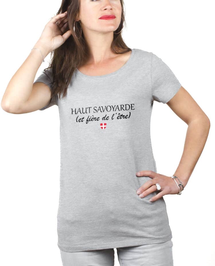 Haut savoyarde et fier T shirt Femme Gris TSFG231