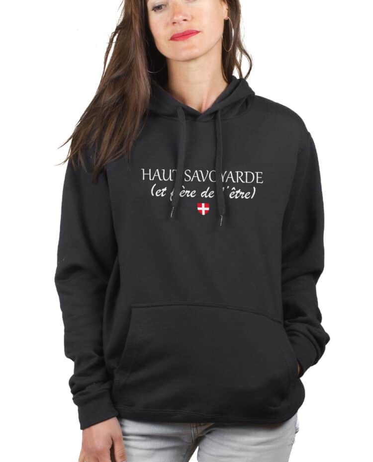 Haut savoyarde et fier hoodie Sweat capuche Femme Noir SWFNOI231