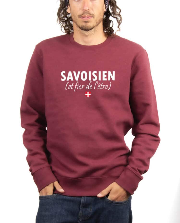 Savoisien et fier Sweatshirt Pull Homme Bordeau PUHBOR232