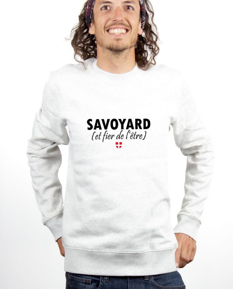 Savoyard et fier Sweatshirt Pull Homme Blanc PUHBLA234