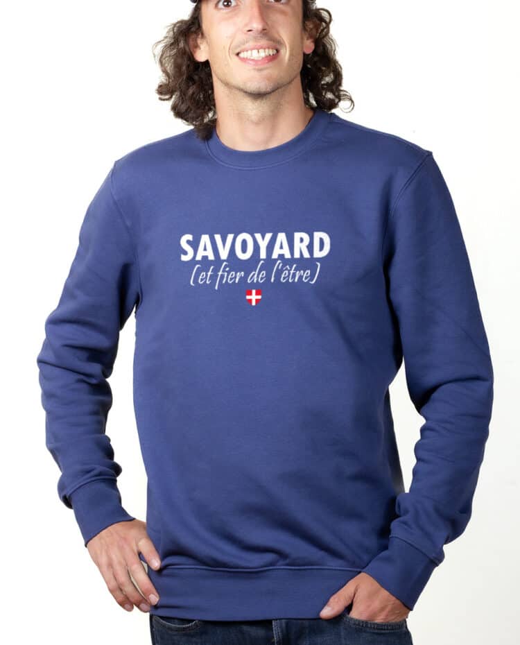 Savoyard et fier Sweatshirt Pull Homme bleu PUHBLE234