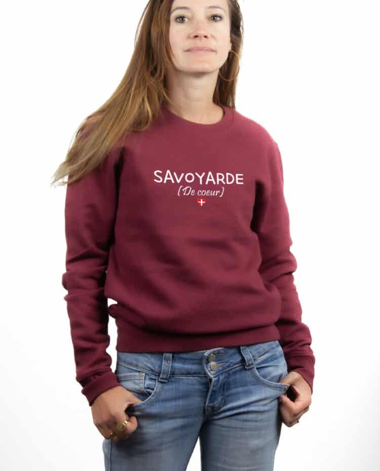 Savoyarde de coeur Sweatshirt pull Femme Bordeau PUFBOR236