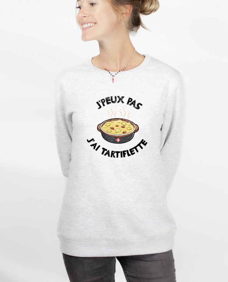 Jpeux pas jai tartiflette Sweatshirt pull Femme Blanc PUFBLA262