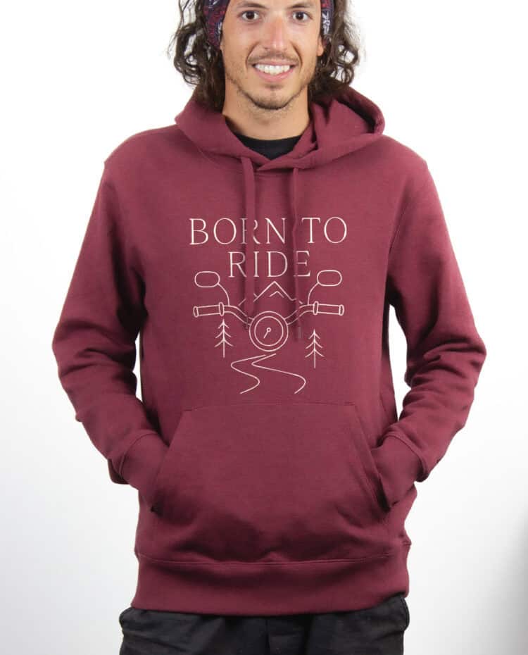 Born to ride Motard Hoodie Sweat capuche Homme bordeau SWHBOR380