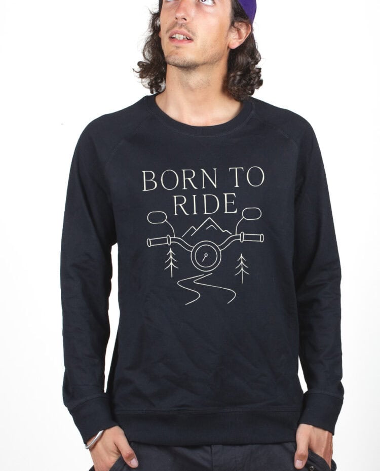 Born to ride Motard Sweatshirt Pull Homme Noir PUHNOI380