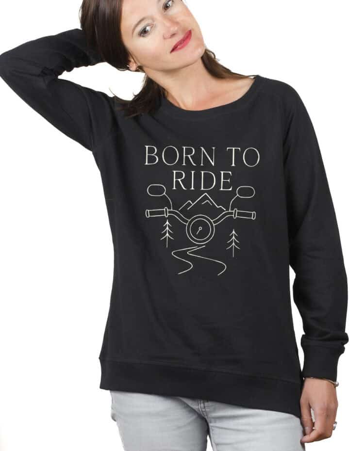 Born to ride Motard Sweatshirt pull Femme Noir PUFNOI380