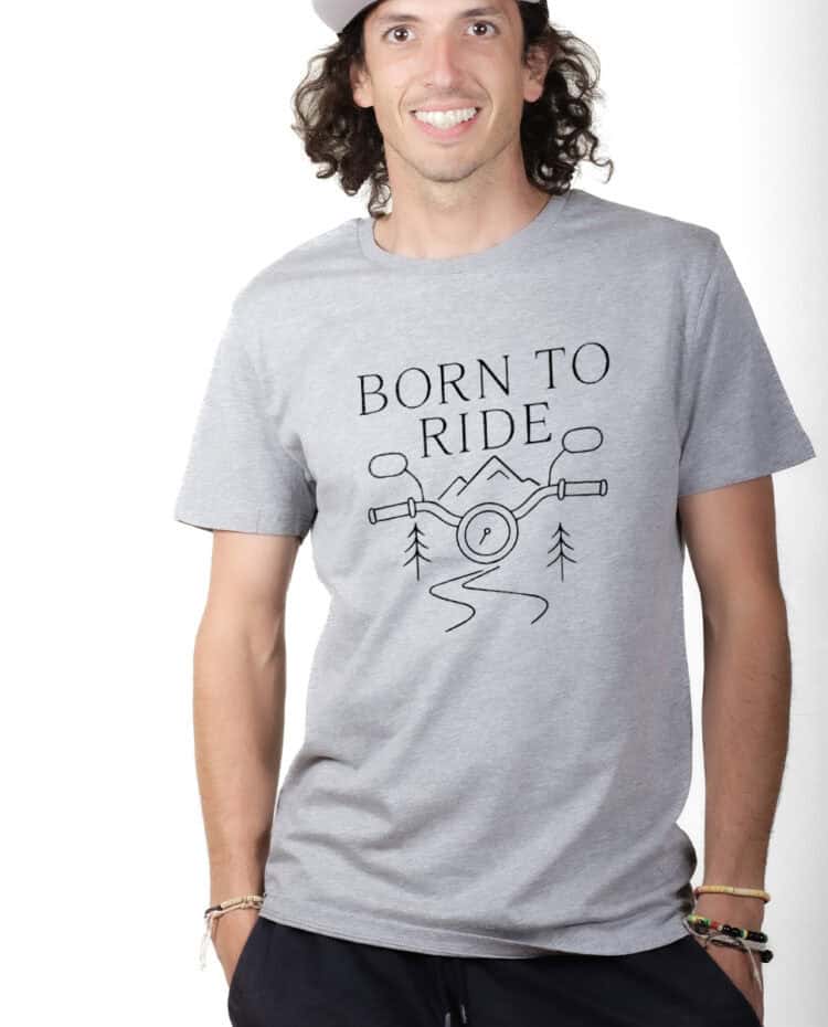 Born to ride Motard T shirt Homme Gris TSHG380