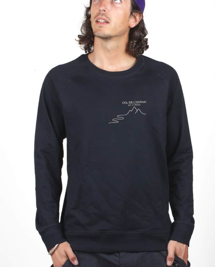 Col de lIseran – 2764 m Sweatshirt Pull Homme Noir PUHNOI392
