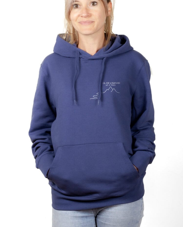 Col de lIseran – 2764 m hoodie Sweat capuche Femme Bleu SWFBLE392