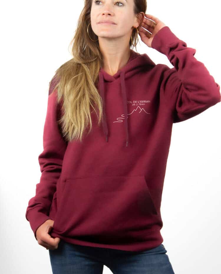 Col de lIseran – 2764 m hoodie Sweat capuche Femme Bordeau SWFBOR392