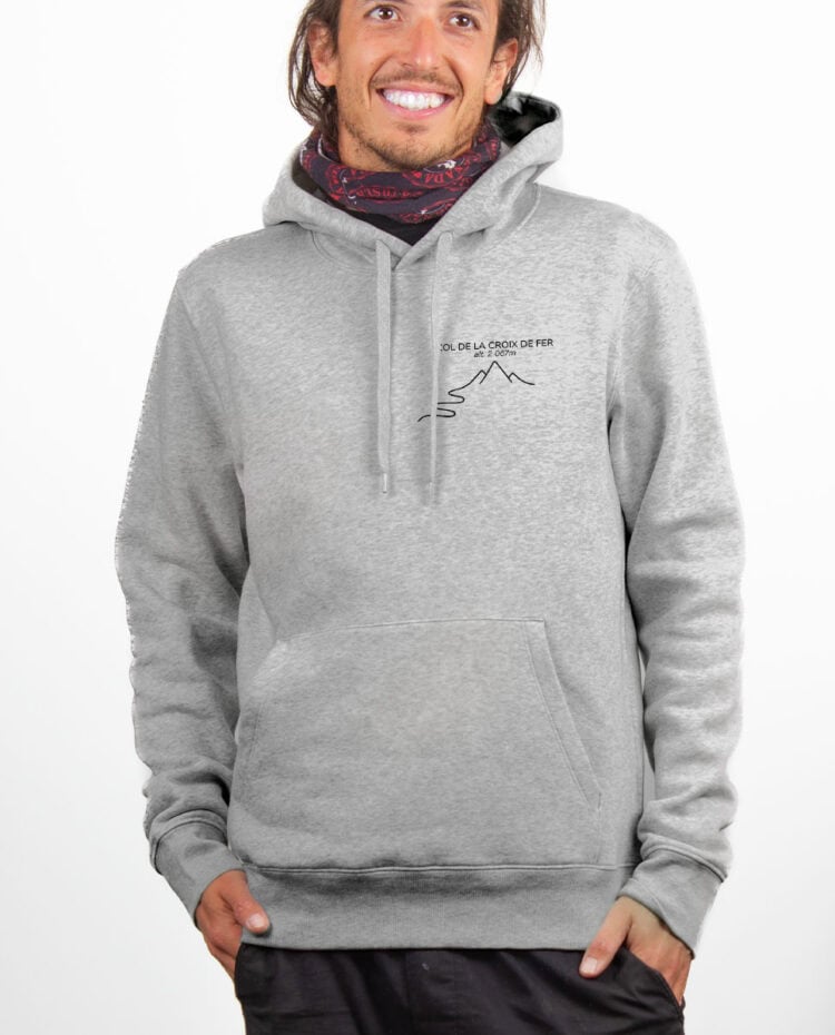 Col de la Croix de Fer – 2067 M Hoodie Sweat capuche Homme Blanc SWHBLA394