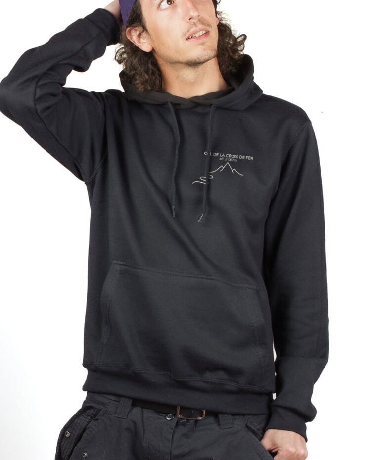 Col de la Croix de Fer – 2067 M Hoodie Sweat capuche Homme Noir SWHNOI394