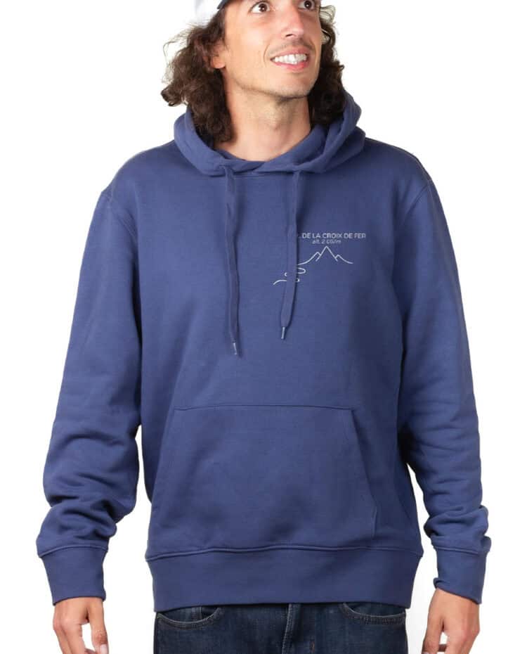 Col de la Croix de Fer – 2067 M Hoodie Sweat capuche homme Bleu SWHBLE394
