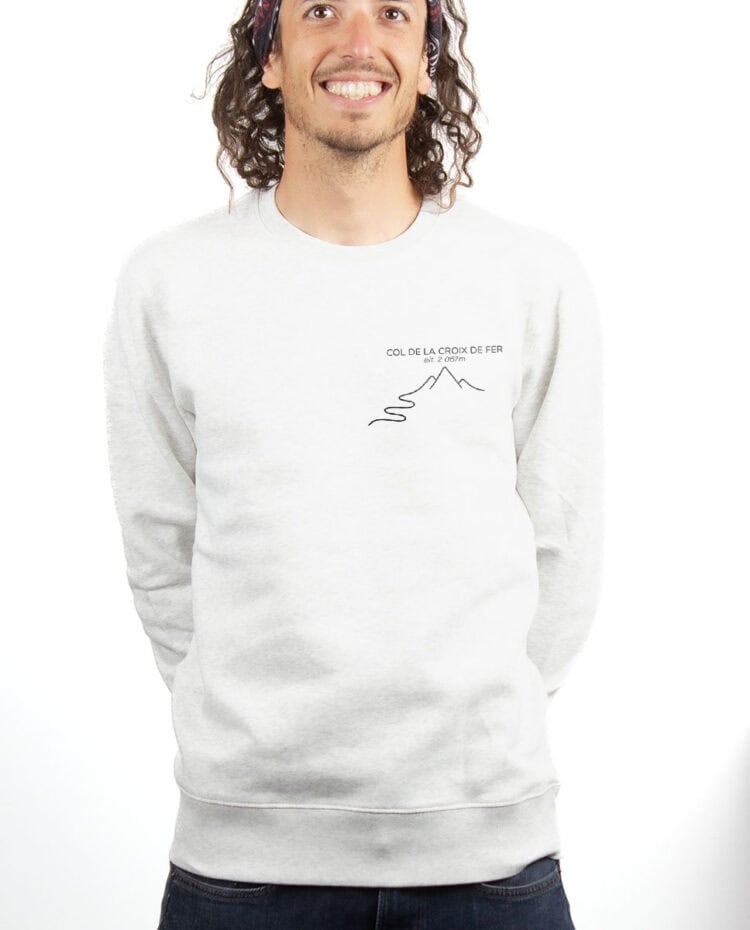 Col de la Croix de Fer – 2067 M Sweatshirt Pull Homme Blanc PUHBLA394