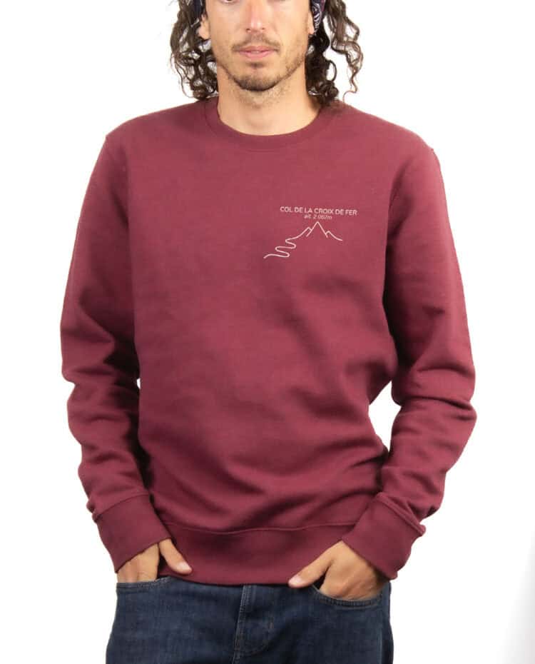 Col de la Croix de Fer – 2067 M Sweatshirt Pull Homme Bordeau PUHBOR394