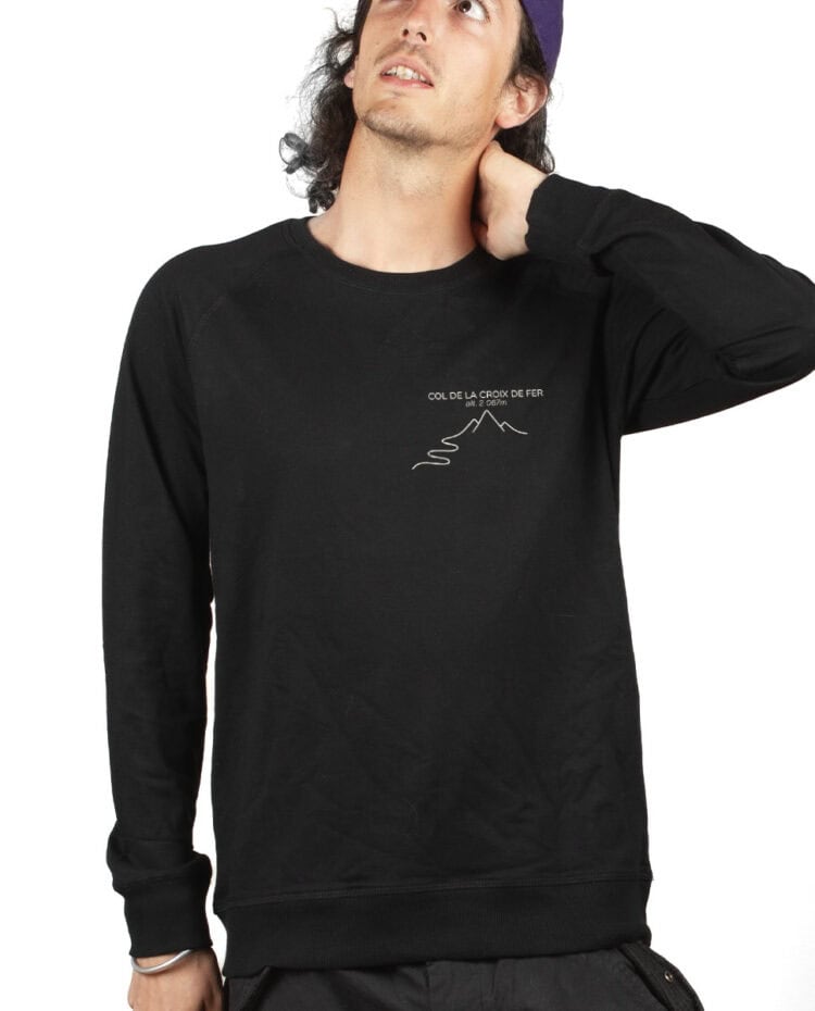 Col de la Croix de Fer – 2067 M Sweatshirt Pull Homme Noir PUHNOI394