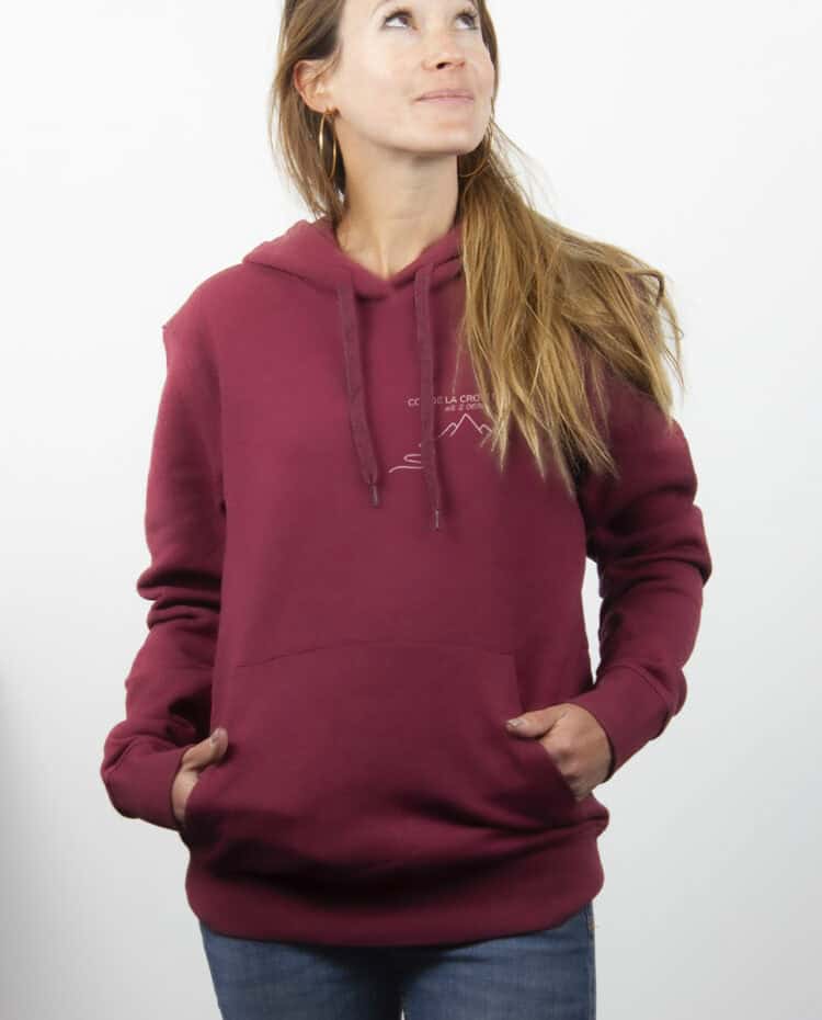 Col de la Croix de Fer – 2067 M hoodie Sweat capuche Femme Bordeau SWFBOR394