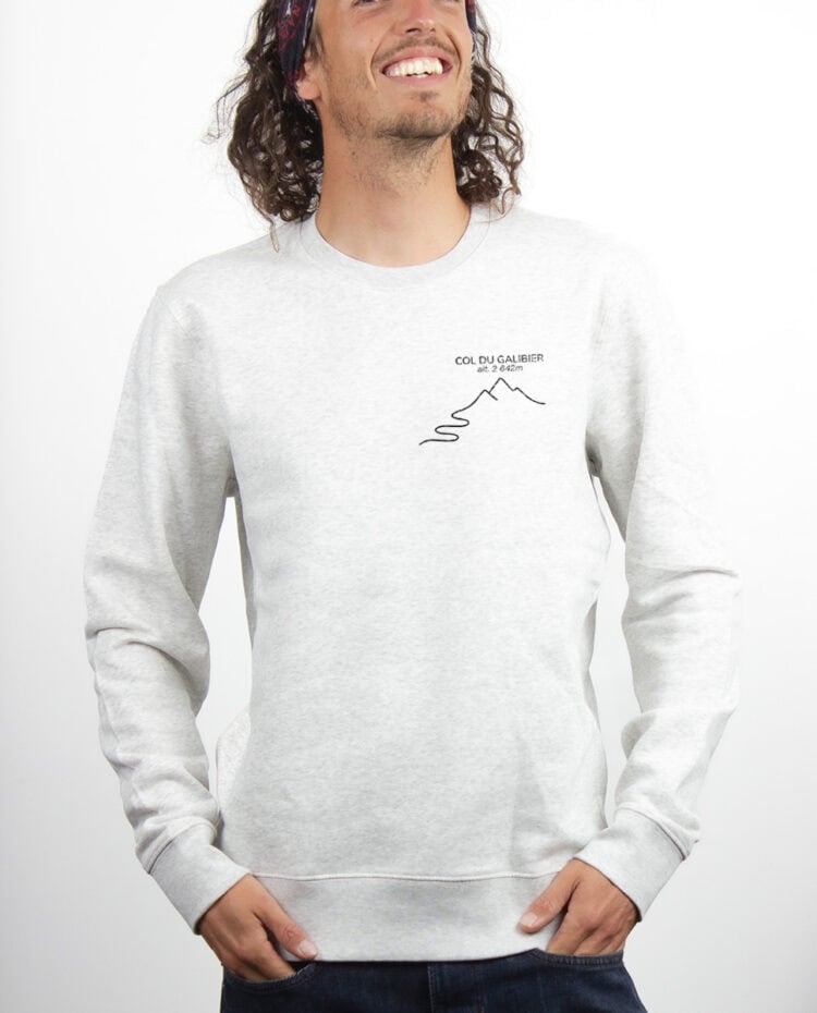 Col du Galibier – 2642 m Sweatshirt Pull Homme Blanc PUHBLA393