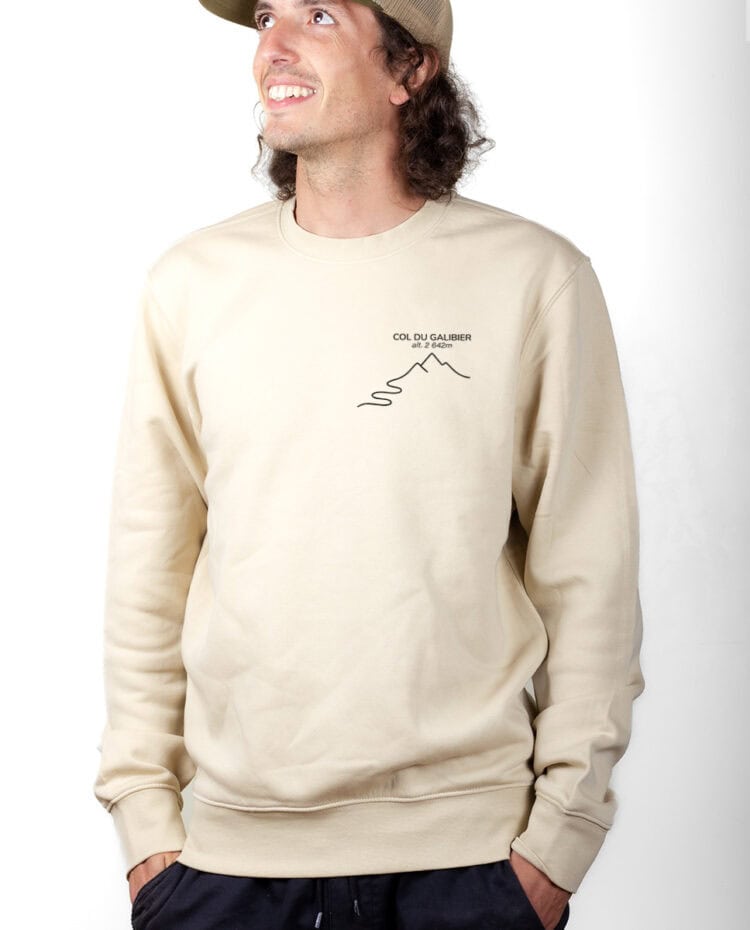 Col du Galibier – 2642 m Sweatshirt Pull Homme Naturel PUHNAT393