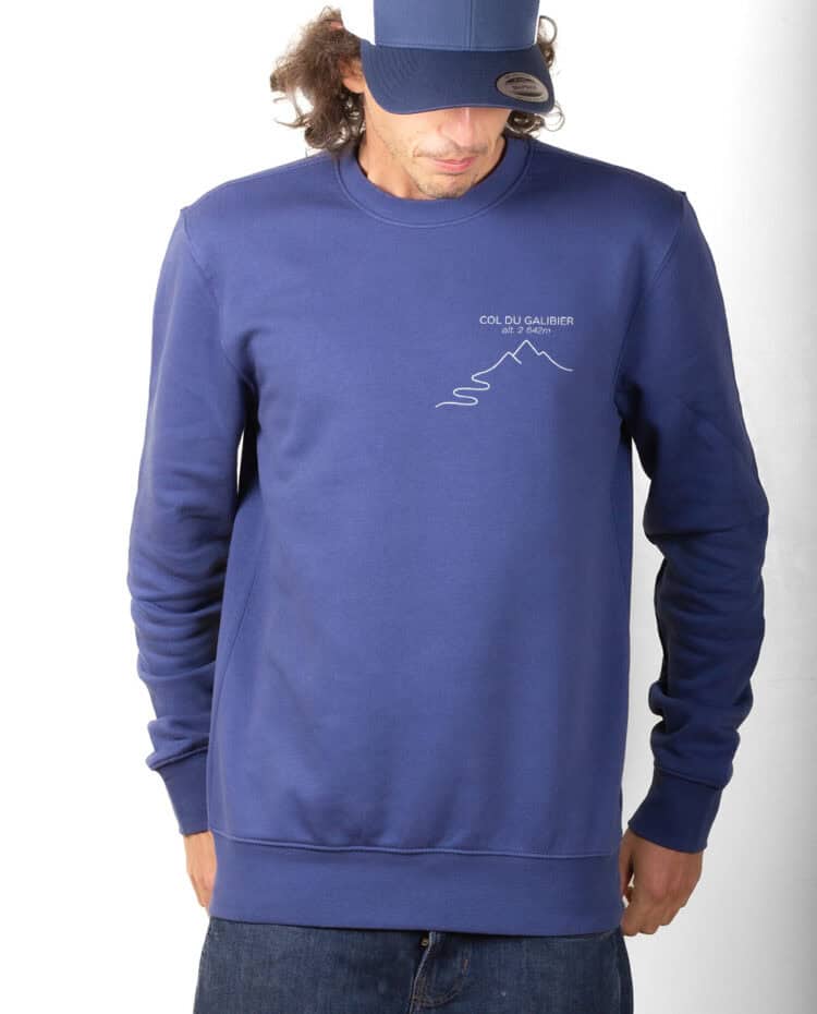 Col du Galibier – 2642 m Sweatshirt Pull Homme bleu PUHBLE393