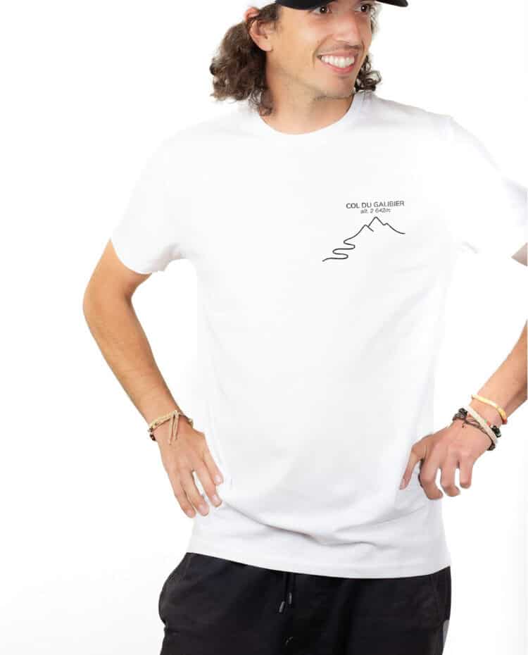 Col du Galibier – 2642 m T shirt Homme Blanc TSHB393