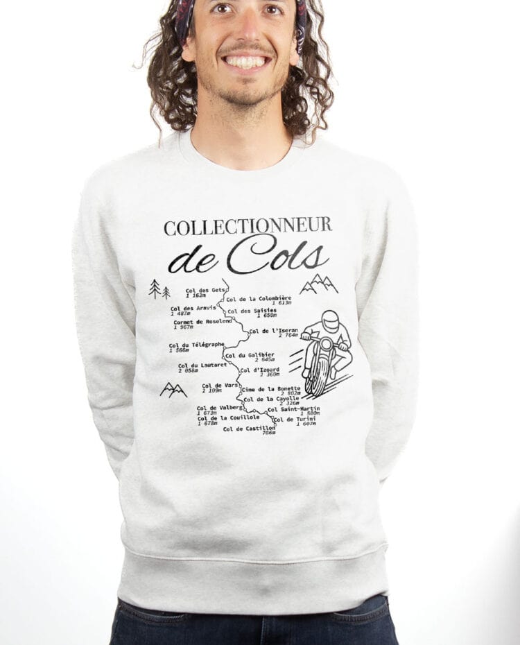 Collectionneur de cols Motard Sweatshirt Pull Homme Blanc PUHBLA389